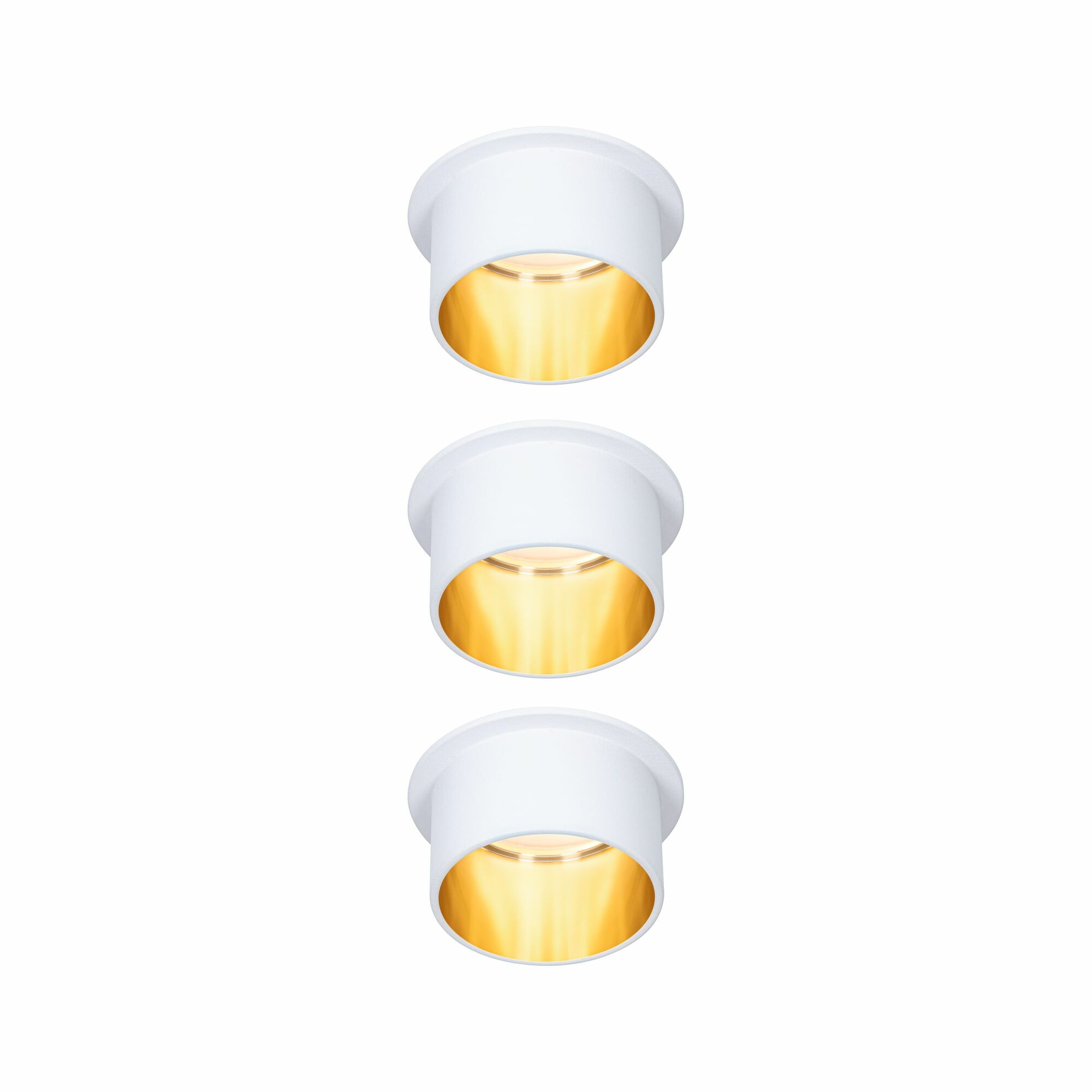 Paulmann LED Einbauleuchte 3-Step-Dim Gil Coin Basisset  IP44 rund 68mm  Coin 3x6W 3x470lm 230V dimmbar 2700K Weiß matt#Gold