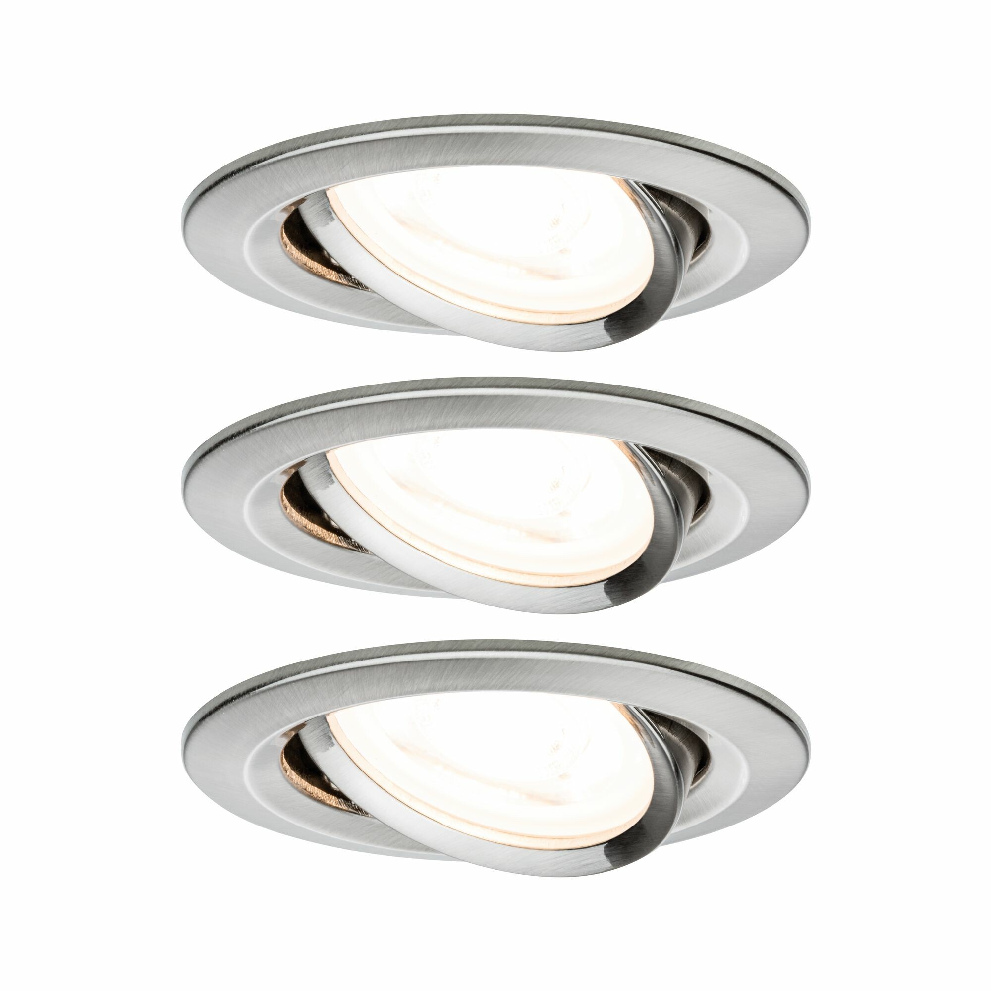 Paulmann LED Einbauleuchte Nova Basisset schwenkbar  rund 84mm 50° GU10 3x6.5W 3x460lm 230V  2700K Eisen gebürstet