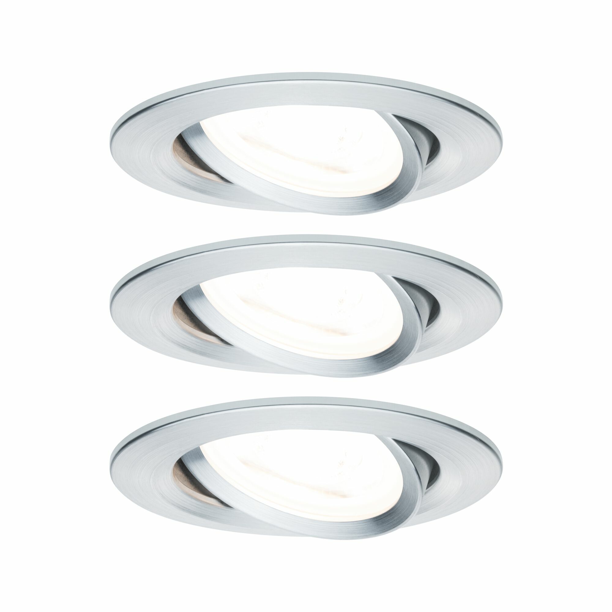 Paulmann LED Einbauleuchte Nova Basisset schwenkbar  rund 84mm 50° GU10 3x6.5W 3x460lm 230V  2700K Alu gedreht