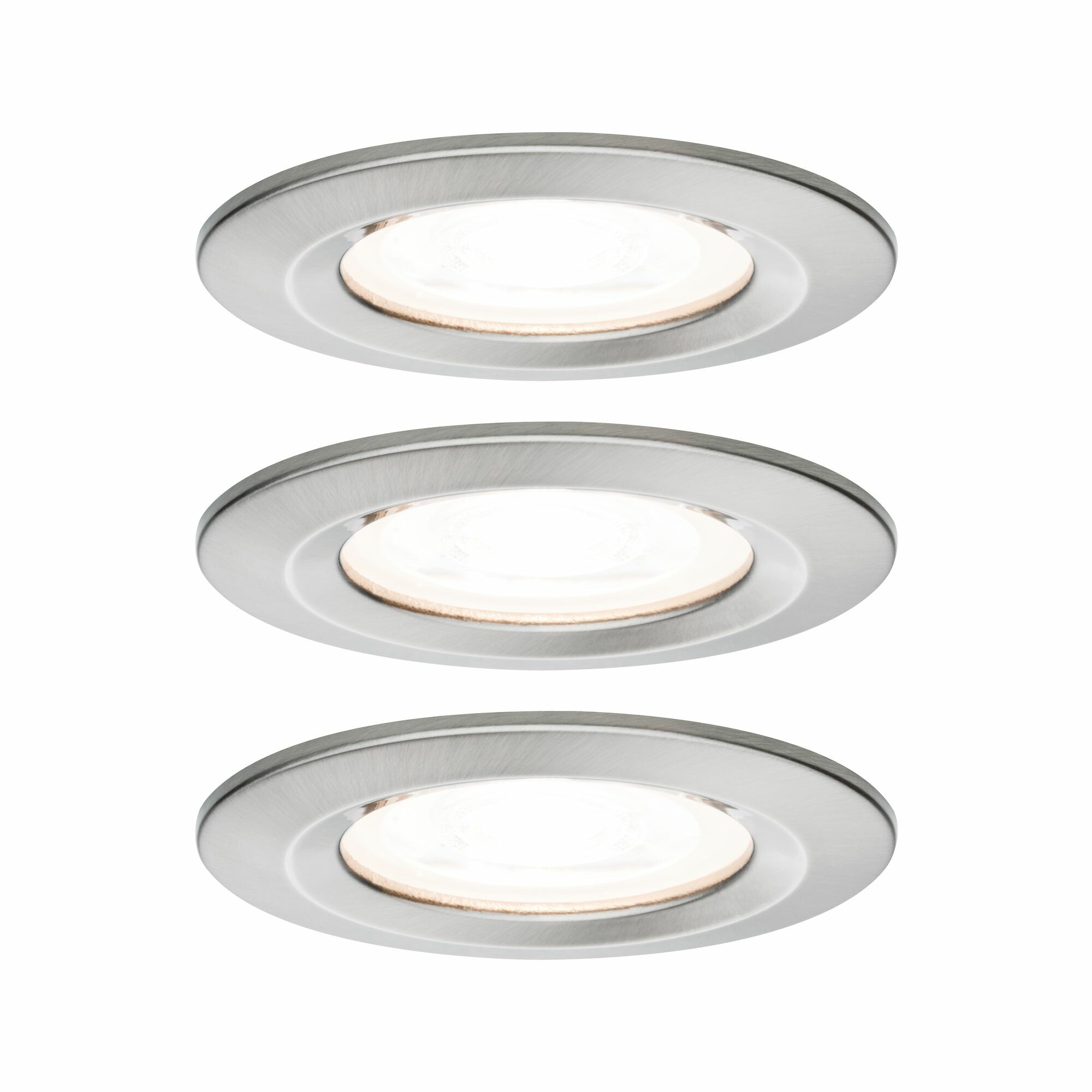 Paulmann LED Einbauleuchte Nova Basisset starr IP44 rund 78mm  GU10 3x6.5W 3x460lm 230V  2700K Eisen gebürstet