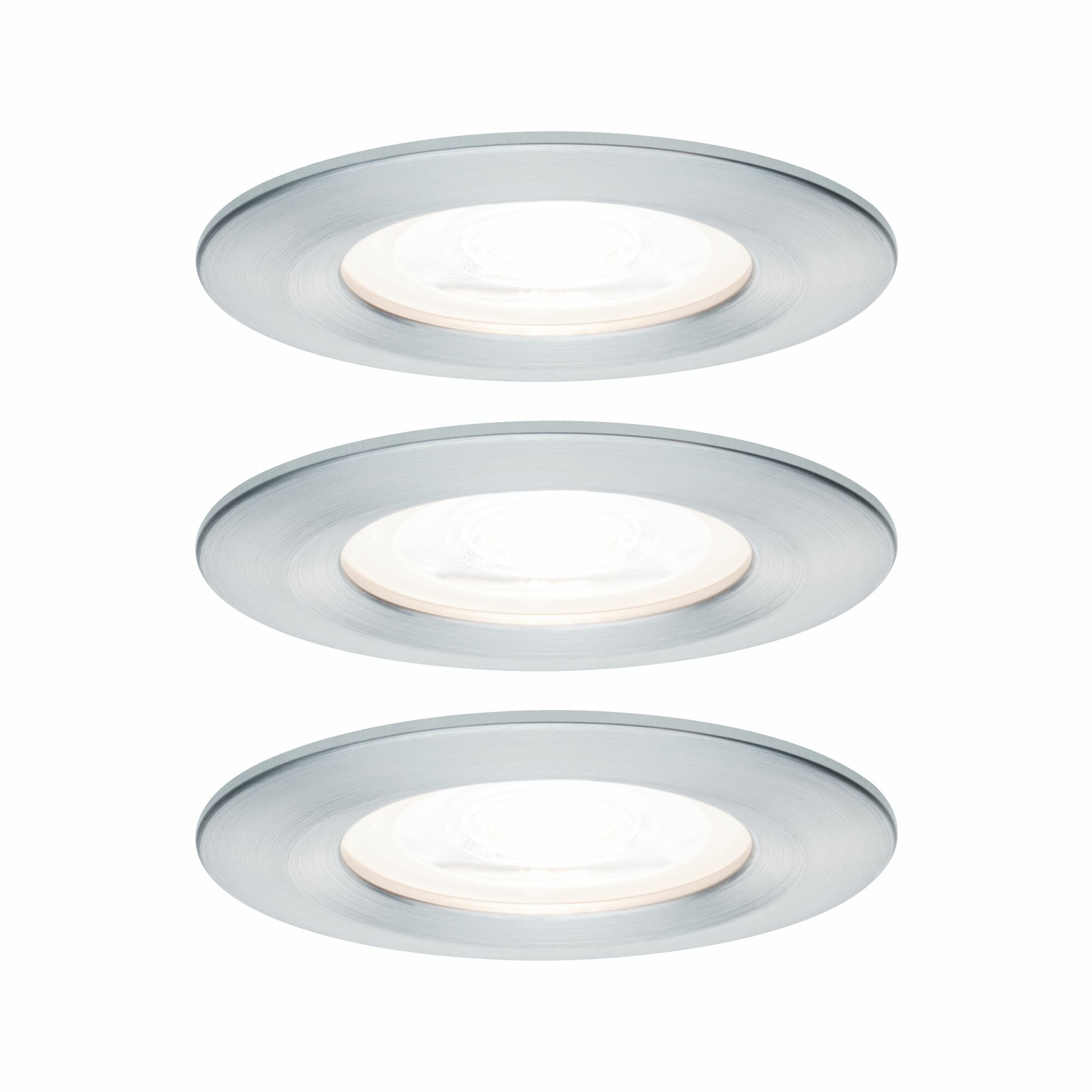 Paulmann LED Einbauleuchte Nova Basisset starr IP44 rund 78mm  GU10 3x6.5W 3x460lm 230V  2700K Alu gedreht