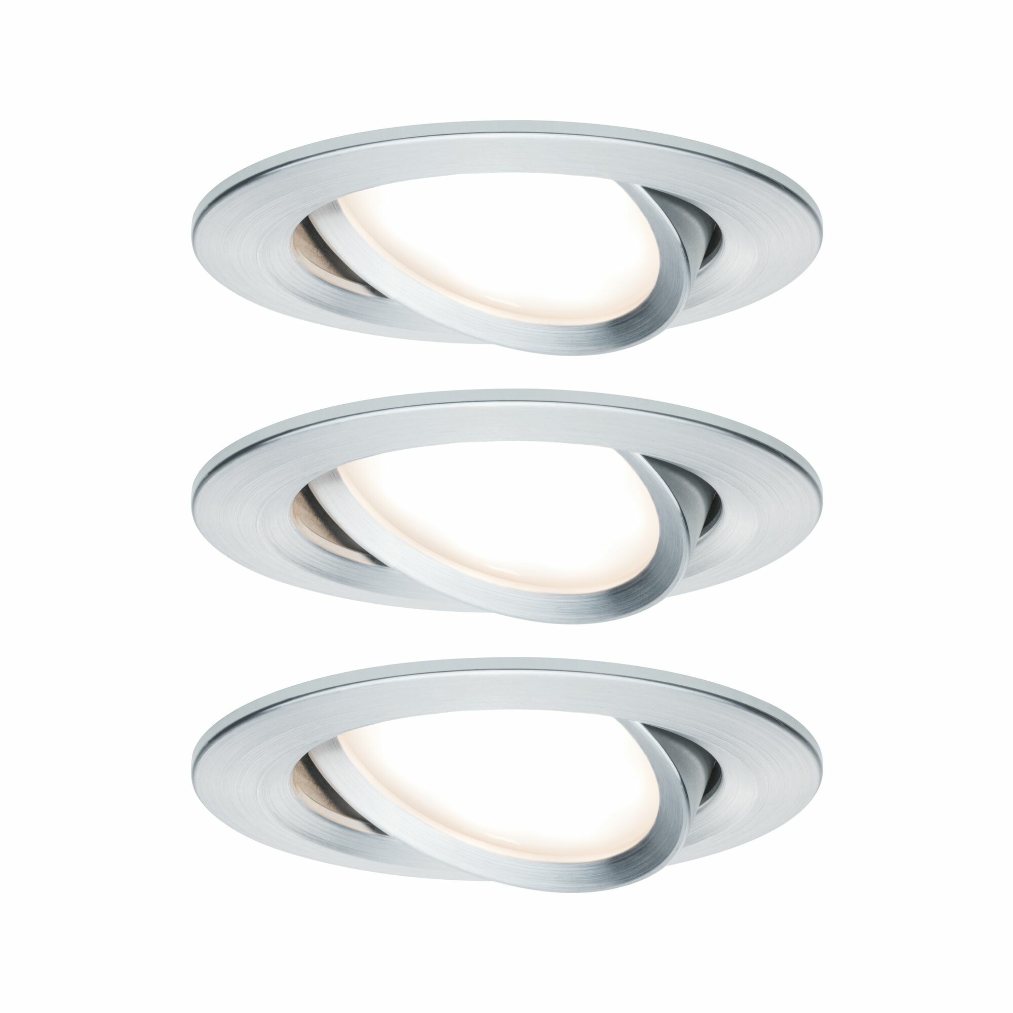 Paulmann LED Einbauleuchte Nova Coin Basisset schwenkbar  rund 84mm 50° Coin 3x6W 3x470lm 230V  2700K Alu gedreht