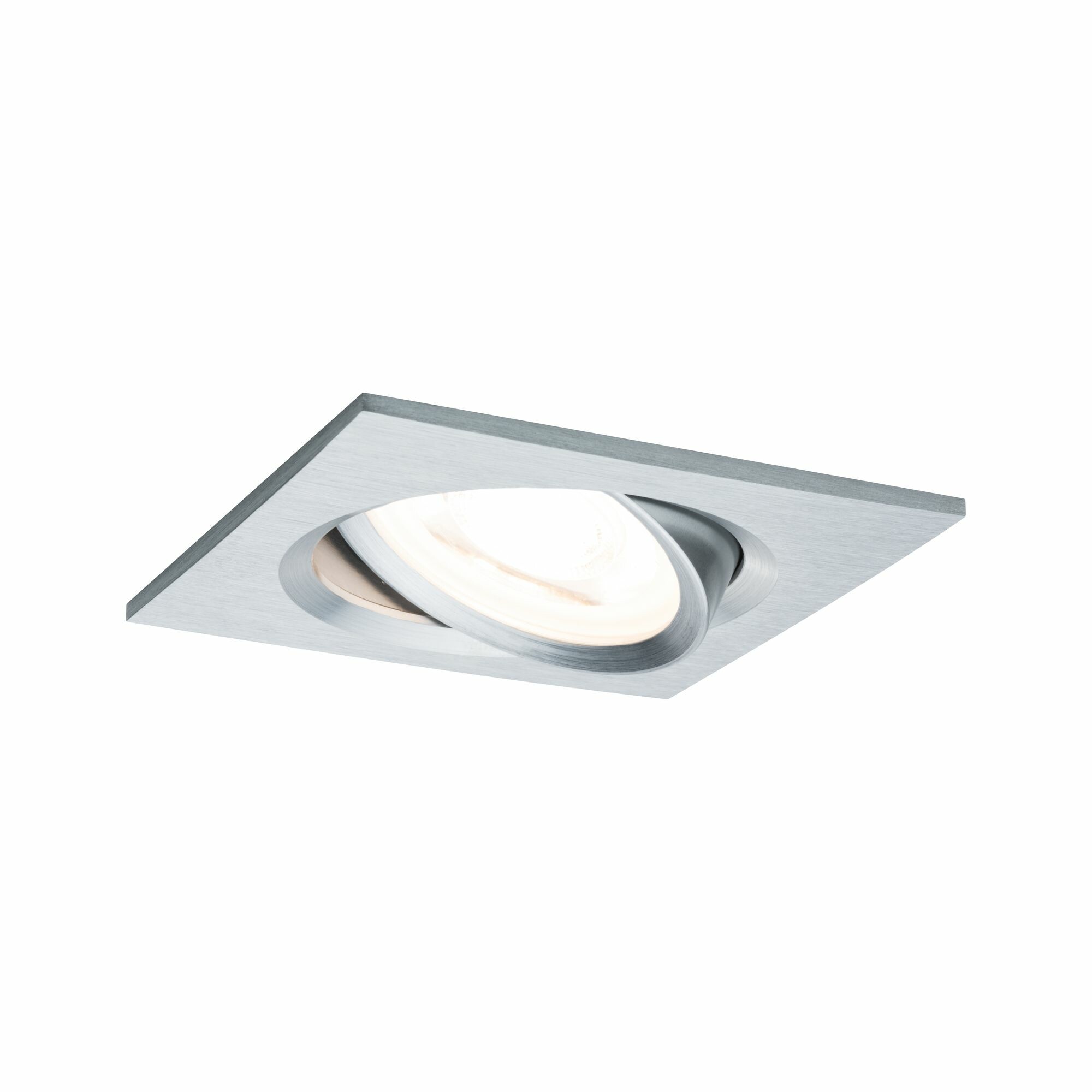 Paulmann LED Einbauleuchte Nova Coin Einzelleuchte schwenkbar  eckig 84x84mm 50° Coin 6W 470lm 230V  2700K Alu gedreht