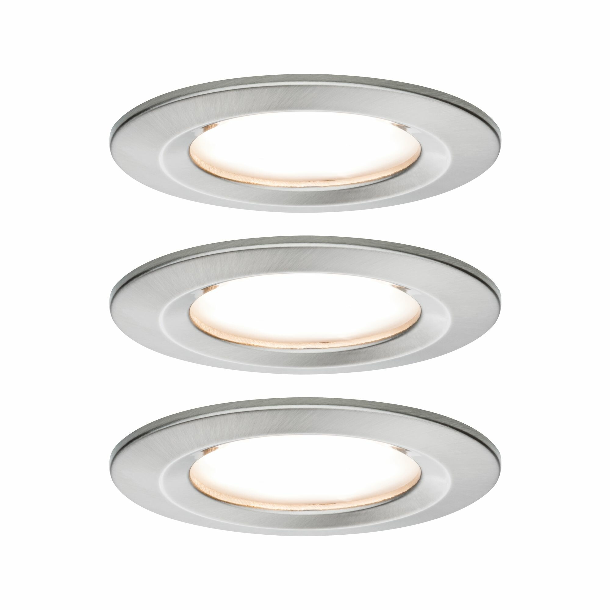 Paulmann LED Einbauleuchte Nova Coin Basisset starr IP44 rund 78mm  Coin 3x6W 3x470lm 230V  2700K Eisen gebürstet