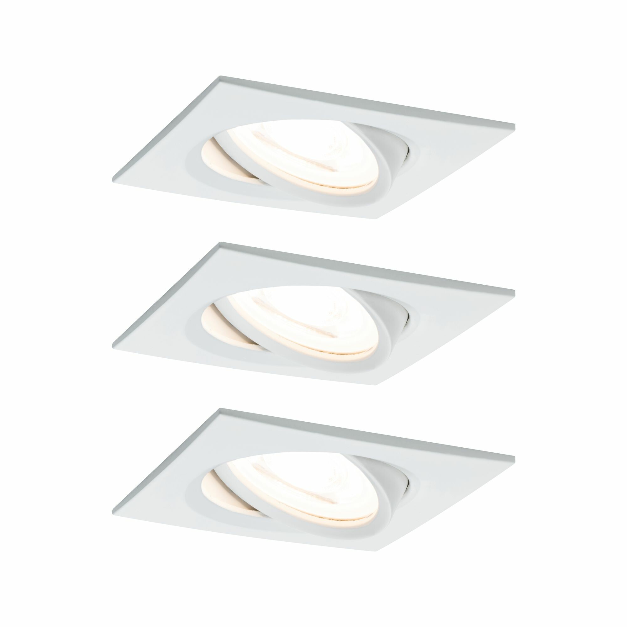 Paulmann LED Einbauleuchte 3-Step-Dim Nova Basisset schwenkbar  eckig 84x84mm 50° GU10 3x6.5W 3x460lm 230V dimmbar 2700K Weiß matt