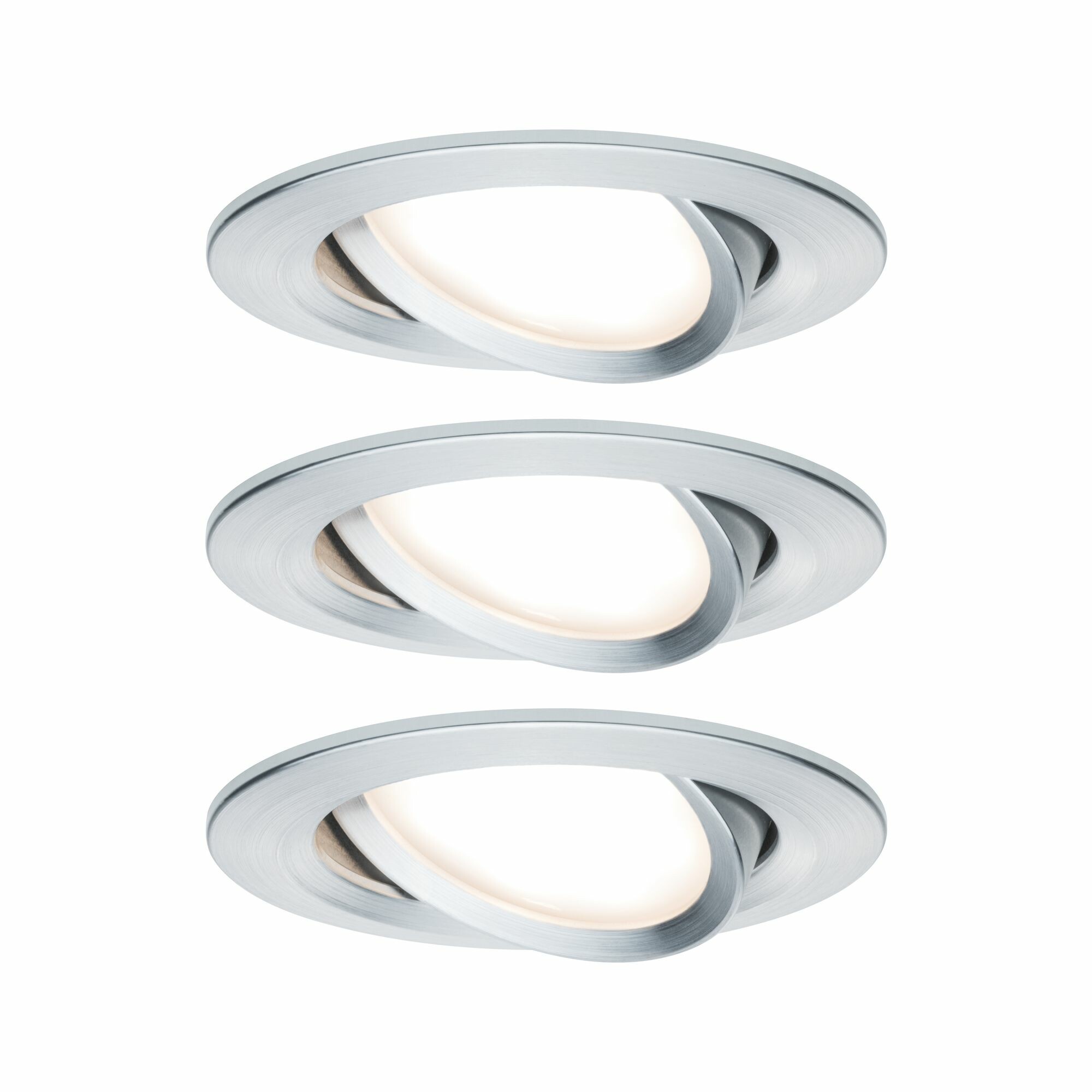 Paulmann LED Einbauleuchte 3-Step-Dim Nova Coin Basisset schwenkbar  rund 84mm 50° Coin 3x6W 3x470lm 230V dimmbar 2700K Alu gedreht