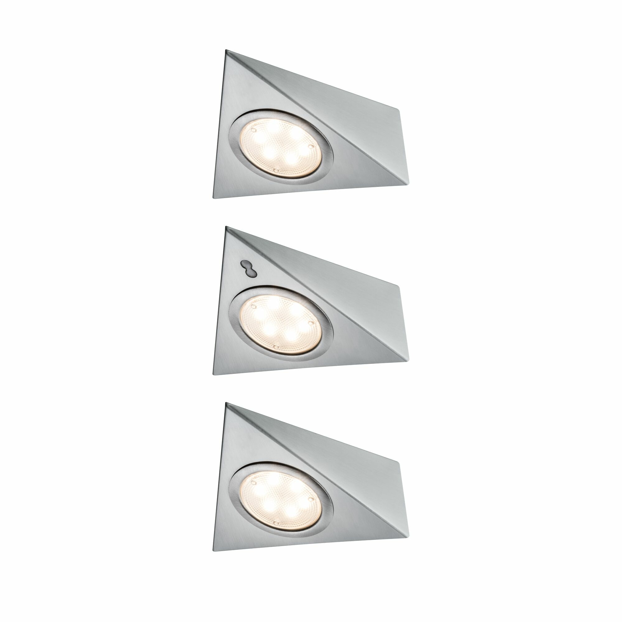 Paulmann LED Unterschrankleuchte Dreieck 3x2.8W 140x110mm 3x170lm 230/12V eckig Eisen gebürstet