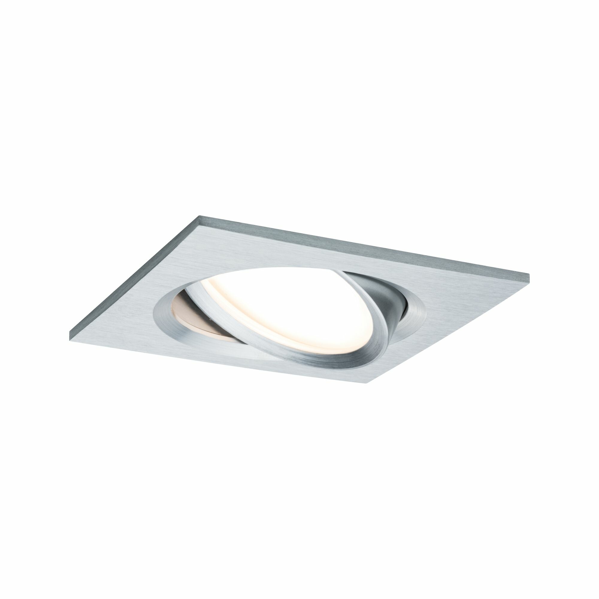 Paulmann LED Einbauleuchte Nova Plus Coin Einzelleuchte schwenkbar  eckig 84x84mm 50° Coin 6W 425lm 230V dimmbar 2700K Alu