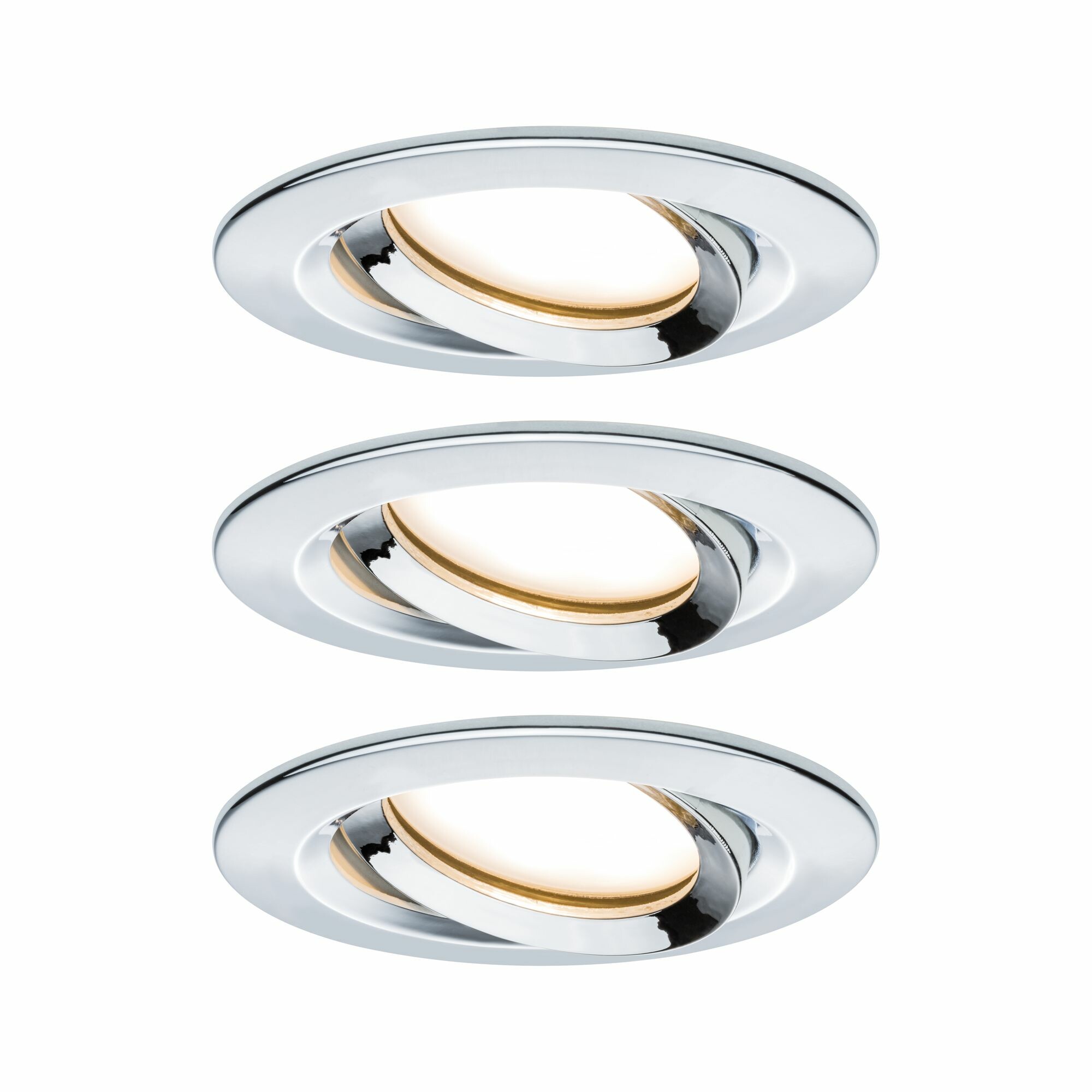 Paulmann LED Einbauleuchte Nova Plus Coin Basisset schwenkbar IP65 rund 93mm 30° Coin 3x6W 3x470lm 230V dimmbar 2700K Chrom