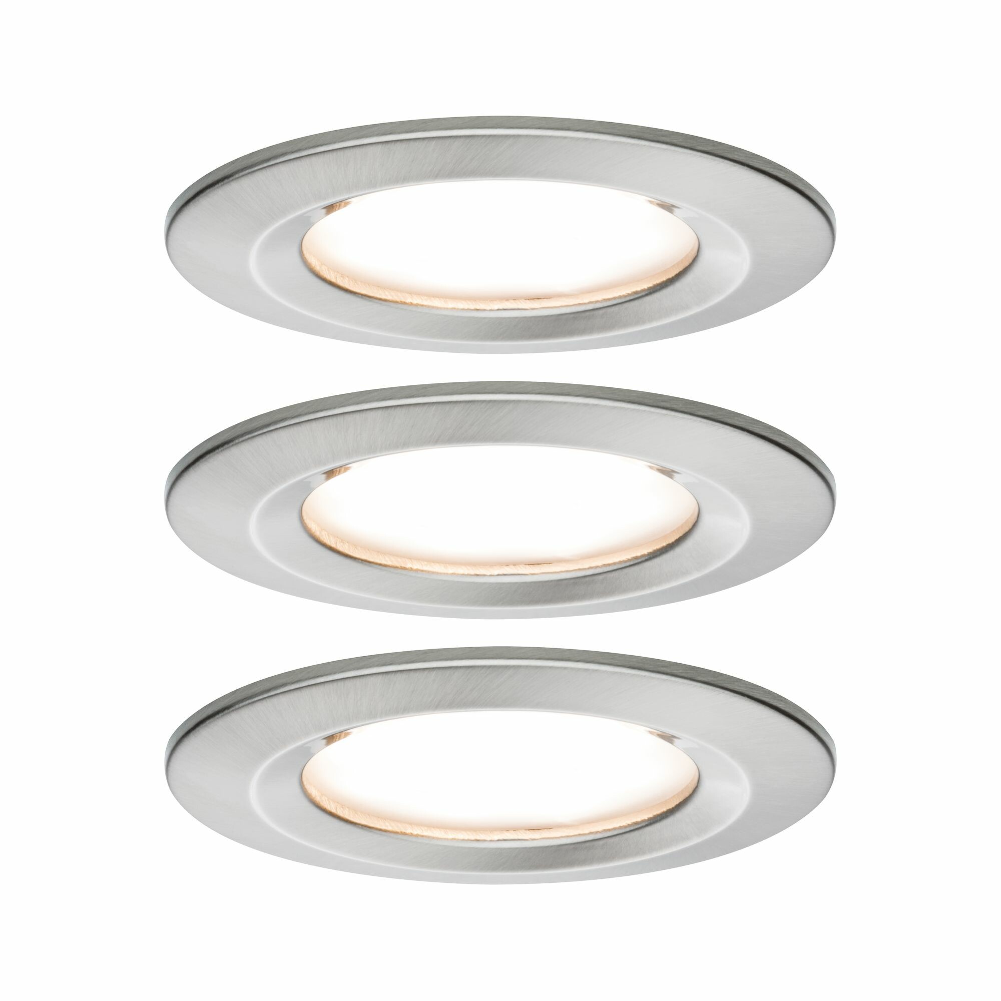 Paulmann LED Einbauleuchte Nova Plus Coin Basisset starr IP44 rund 78mm  Coin 3x6W 3x470lm 230V dimmbar 2700K Eisen gebürstet