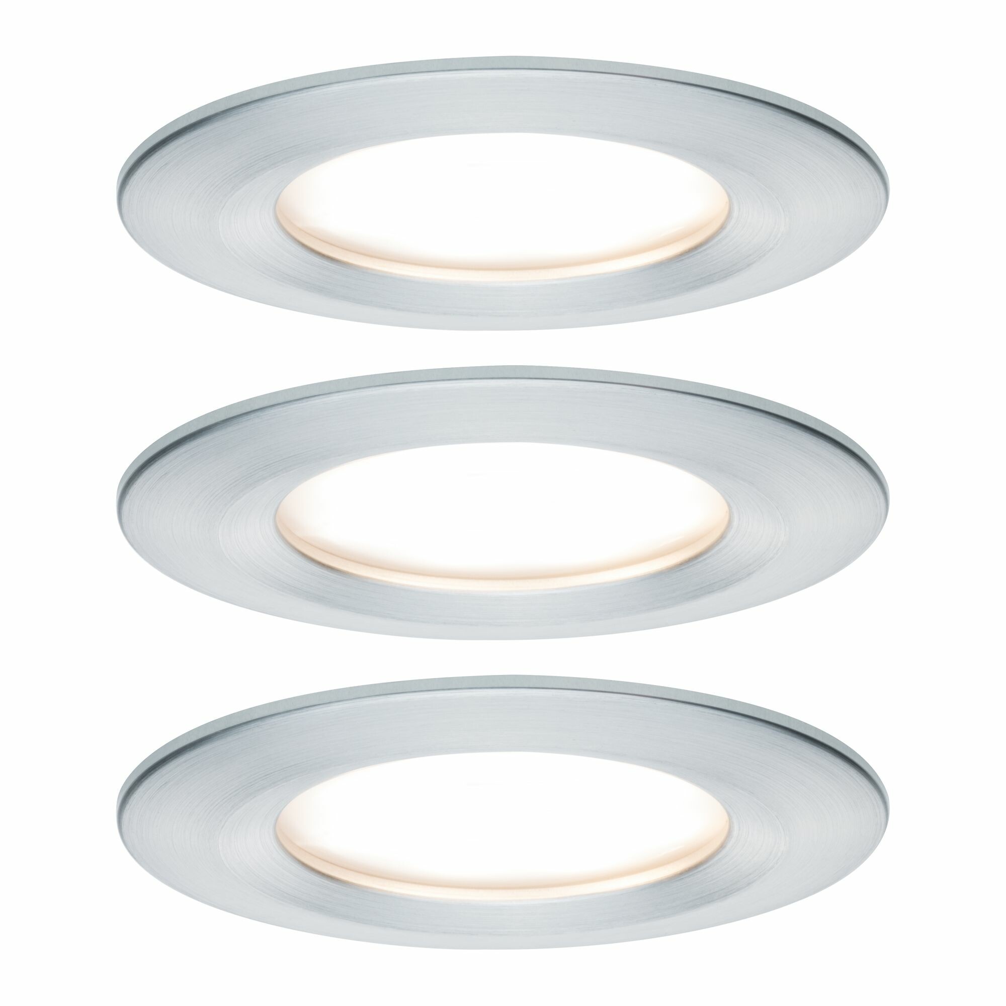 Paulmann LED Einbauleuchte Nova Plus Coin Basisset starr IP44 rund 78mm  Coin 3x6W 3x470lm 230V dimmbar 2700K Alu gedreht