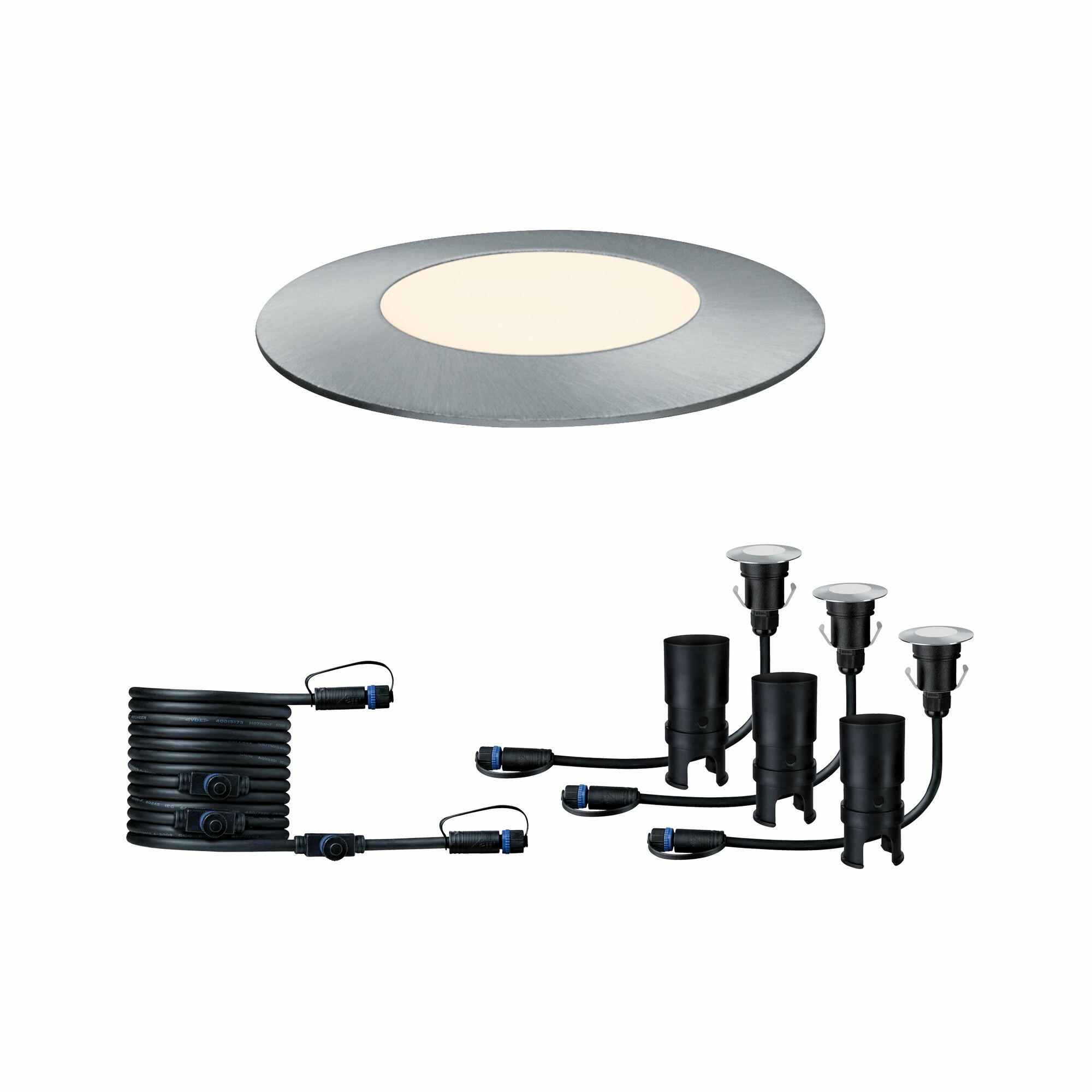 Paulmann Plug & Shine LED Bodeneinbauleuchte Floor Mini Erweiterungsset  IP67 3000K 3x2.5W   Silber