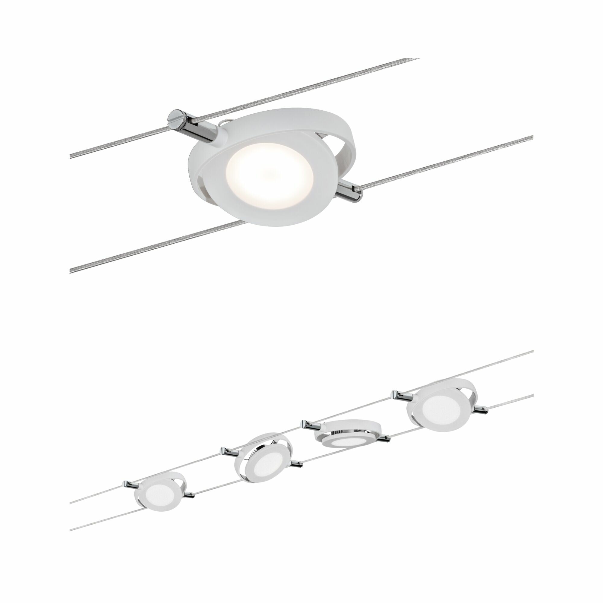 Paulmann LED Seilsystem RoundMac Basisset  4x200lm 4x4.3W 2700K  230/12V Weiß matt