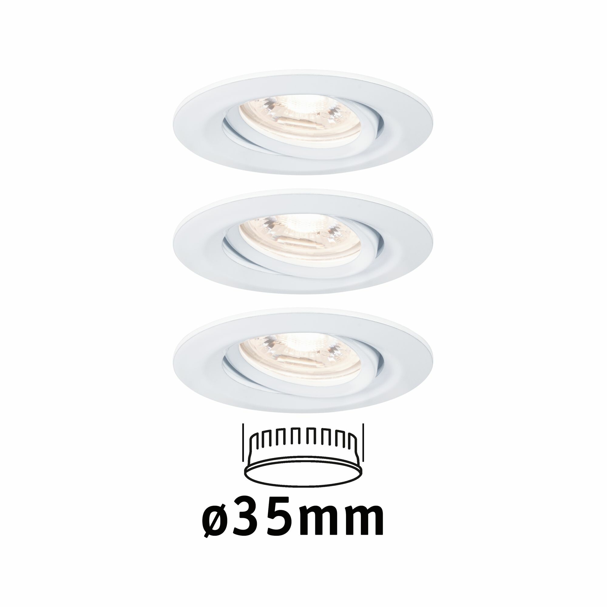 Paulmann LED Einbauleuchte Nova Mini Coin Basisset schwenkbar  rund 66mm 15° Coin 3x4W 3x310lm 230V  2700K Weiß matt