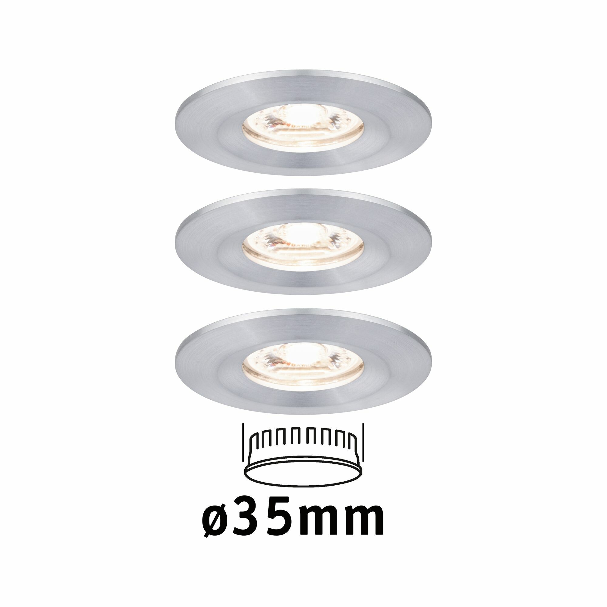 Paulmann LED Einbauleuchte Nova Mini Coin Basisset starr IP44 rund 65mm  Coin 3x4W 3x310lm 230V  2700K Alu gedreht