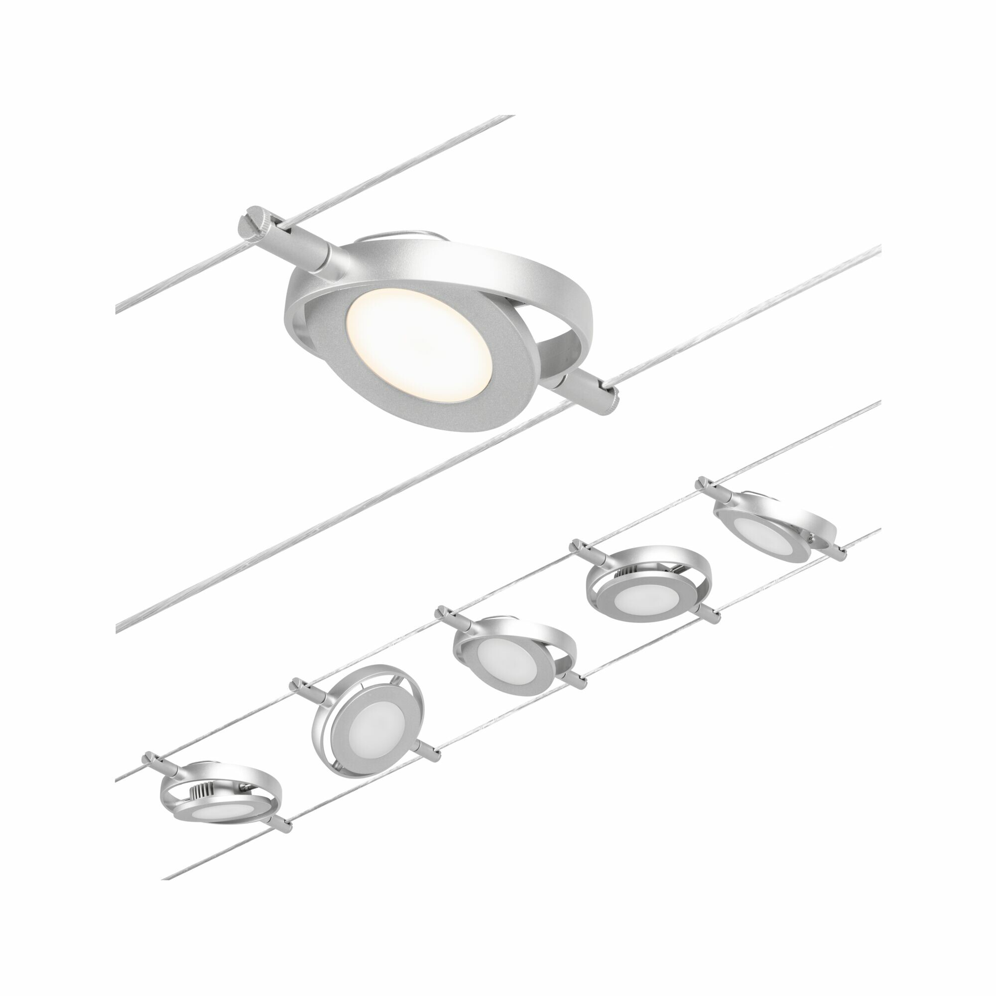Paulmann CorDuo LED Seilsystem RoundMac Basisset  5x200lm 5x4.5W 3000K  230/12V Chrom matt#Chrom