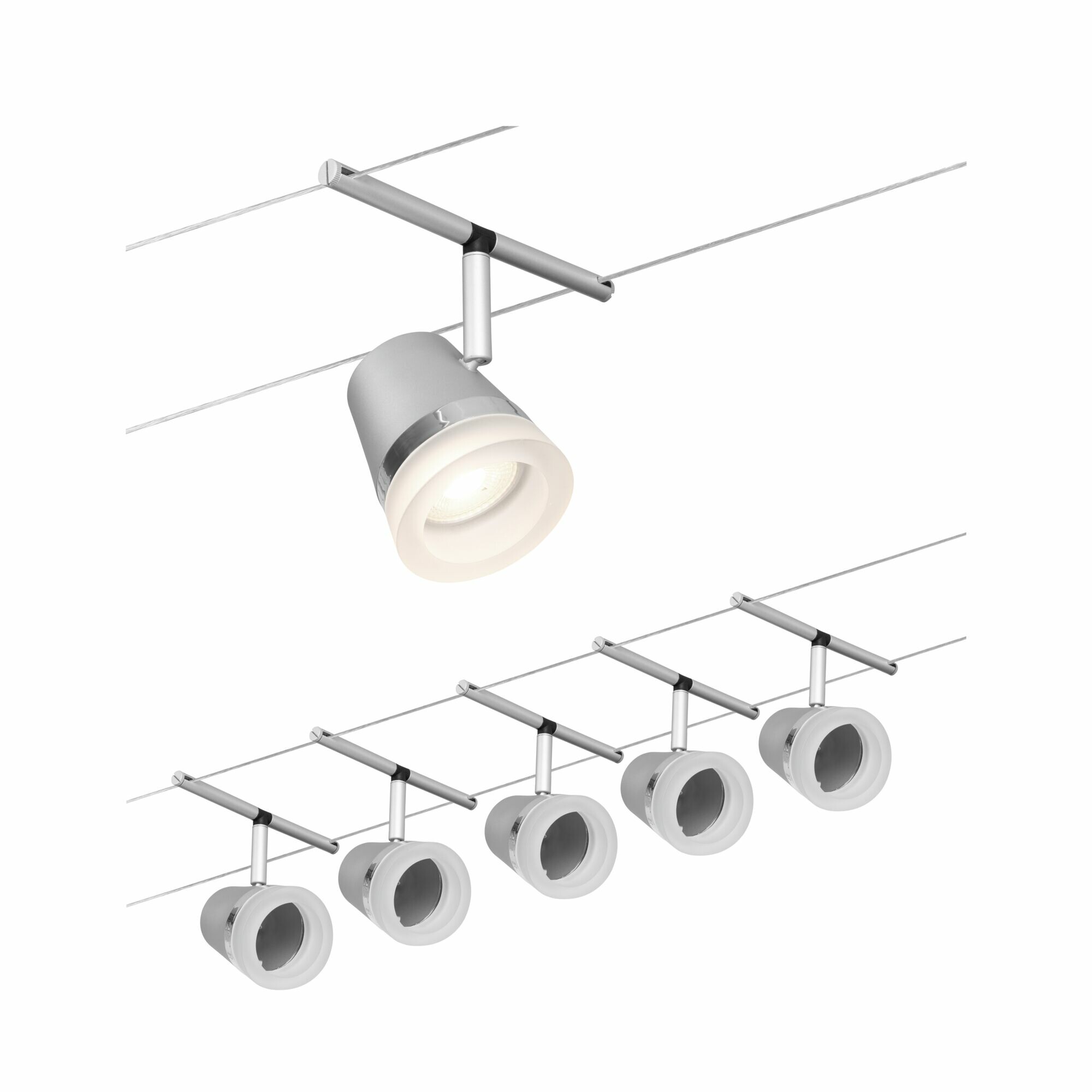 Paulmann CorDuo Seilsystem Cone Basisset GU5.3  max. 5x10W   230/12V Chrom matt#Chrom