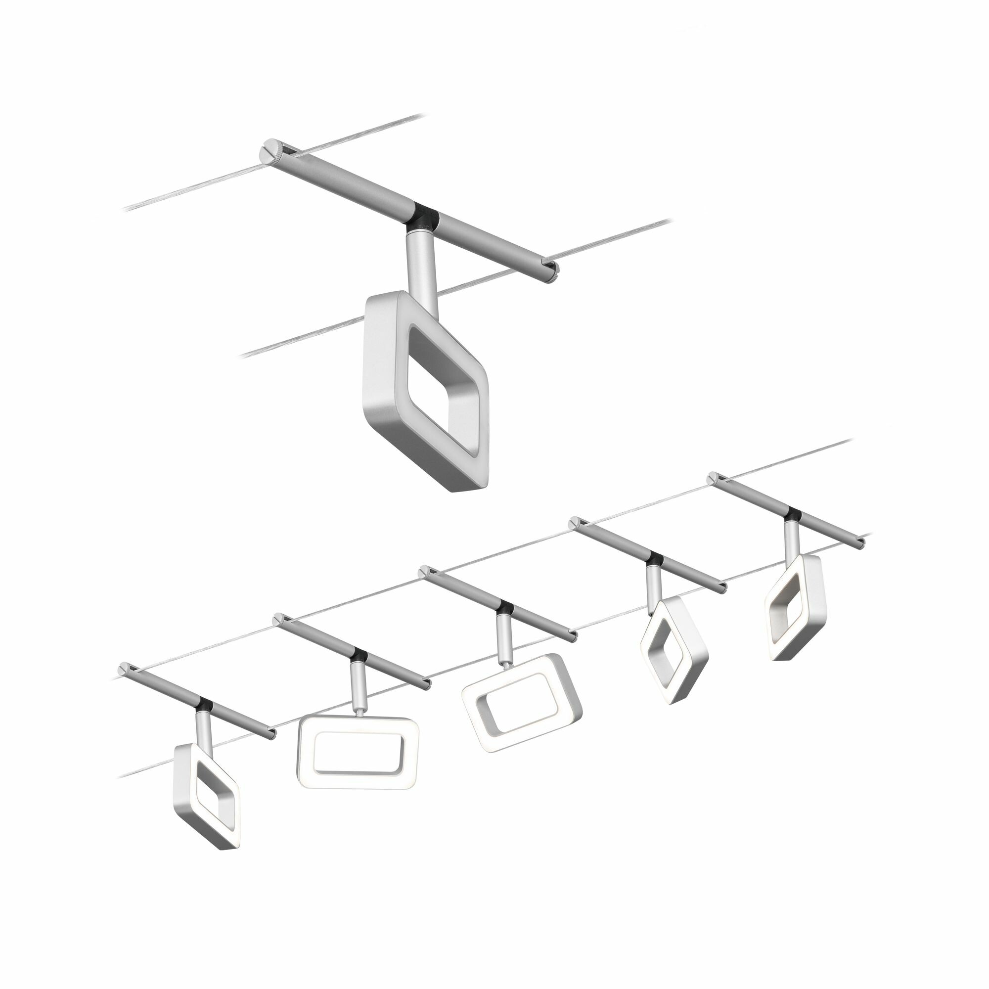 Paulmann CorDuo LED Seilsystem Frame Basisset  5x280lm 5x4.8W 3000K  230/12V Chrom matt#Chrom