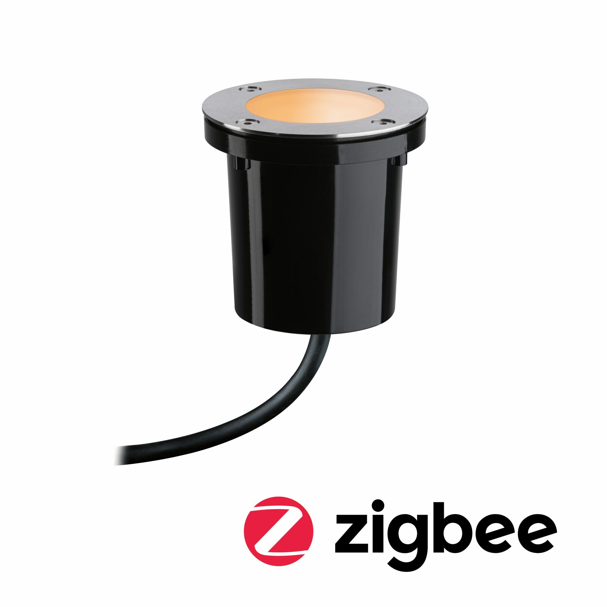 Paulmann Plug & Shine LED Bodeneinbauleuchte Smart Home Zigbee 3.0 Goldlicht Einzelspot Insektenfreundlich IP65 Tunable Warm 4.6W   Schwarz