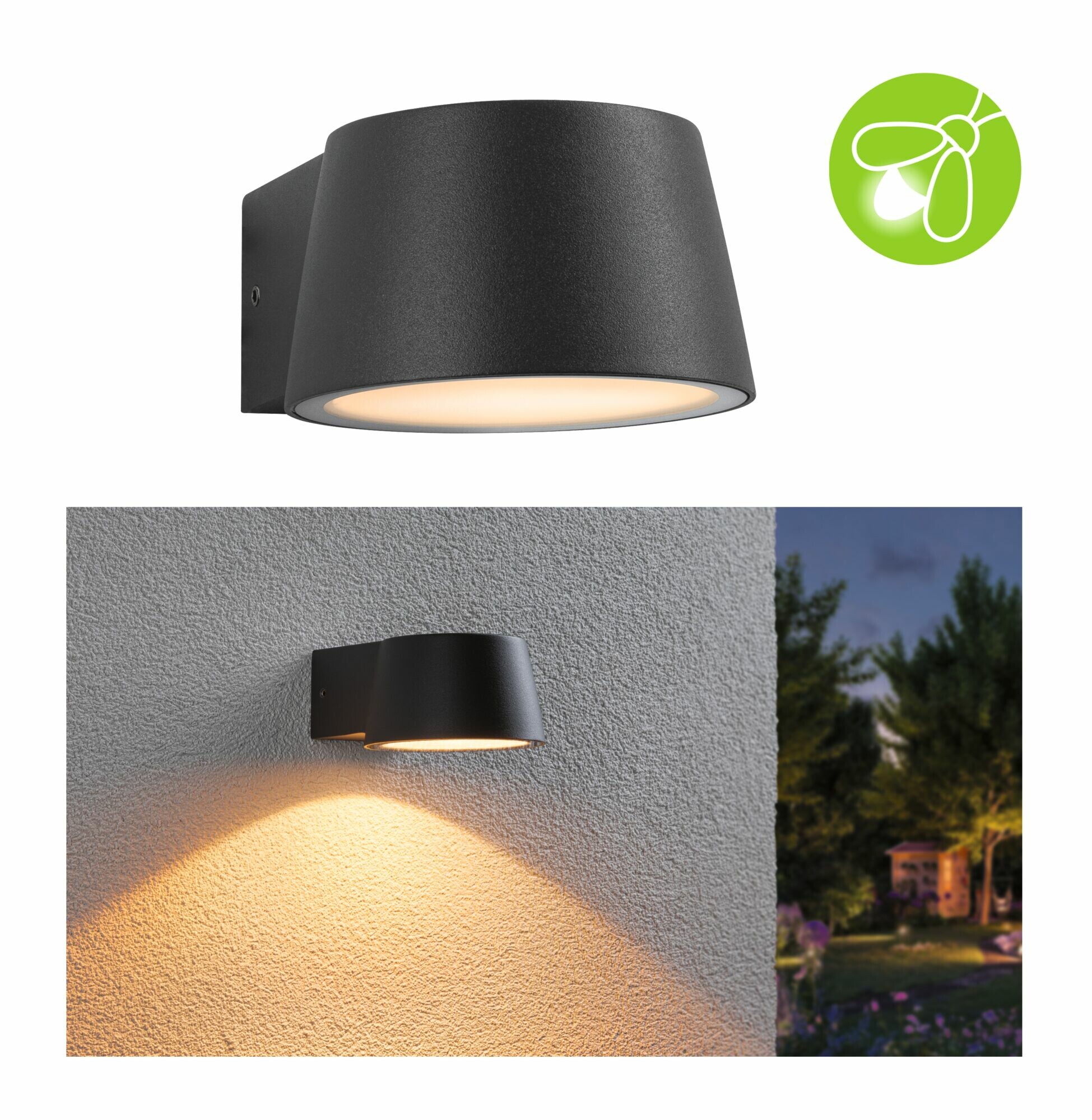 Paulmann LED Außenwandleuchte Capea  insektenfreundlich IP44  96x128mm 2200K 6W 550lm 230V 98° Anthrazit Aluminium