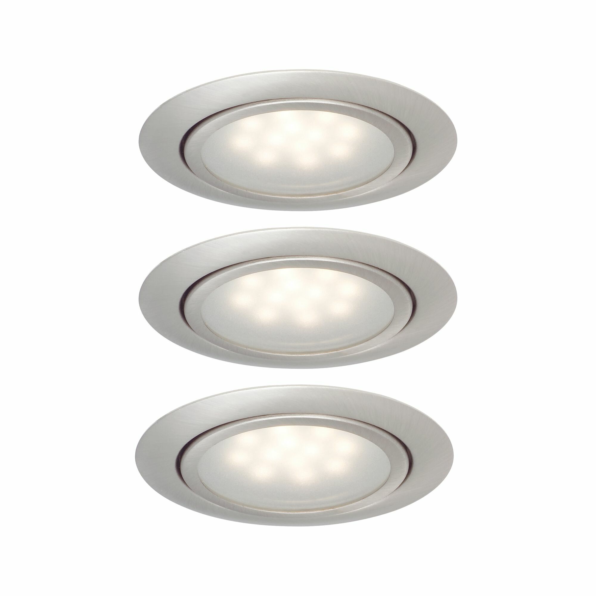 Paulmann LED Möbeleinbauleuchten Micro Line 3er-Set  rund 66mm 3x1W 3x34lm 230/12V  2700K Eisen gebürstet